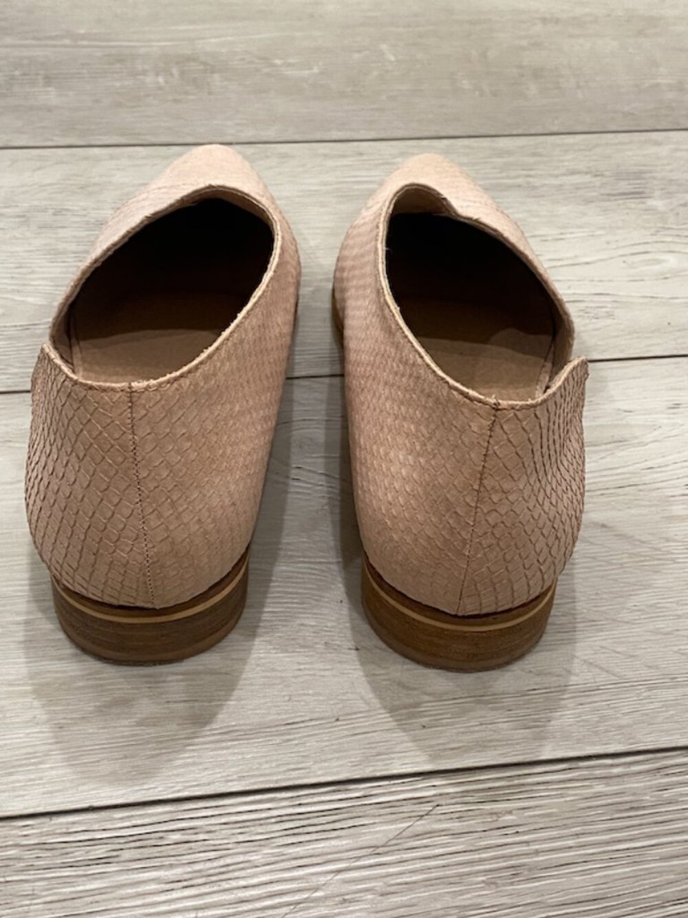 Catherine Malandrino D'Orsay Flats Pointed Toe Snakeskin Nude Pink Size 8 - Picture 6 of 8